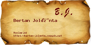 Bertan Jolánta névjegykártya
